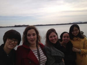 Group photo at lake in Summer Palace