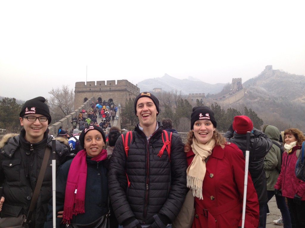 Haben, Charles, Shuang, and Tai group photo on great wall of China