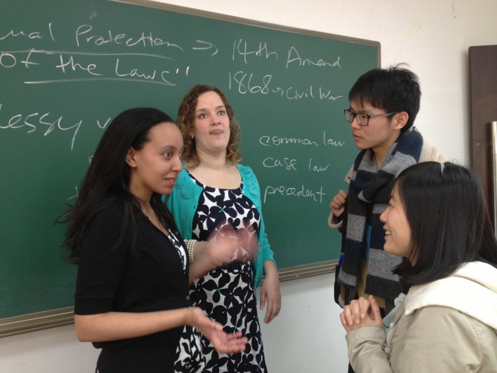 Haben and Tai talk with students at Renmin University School of Law