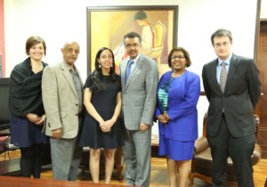 Dr. Tedros Adhanom, Aster, Haben, and Haben's team at the Ministry of Foreign Affairs.